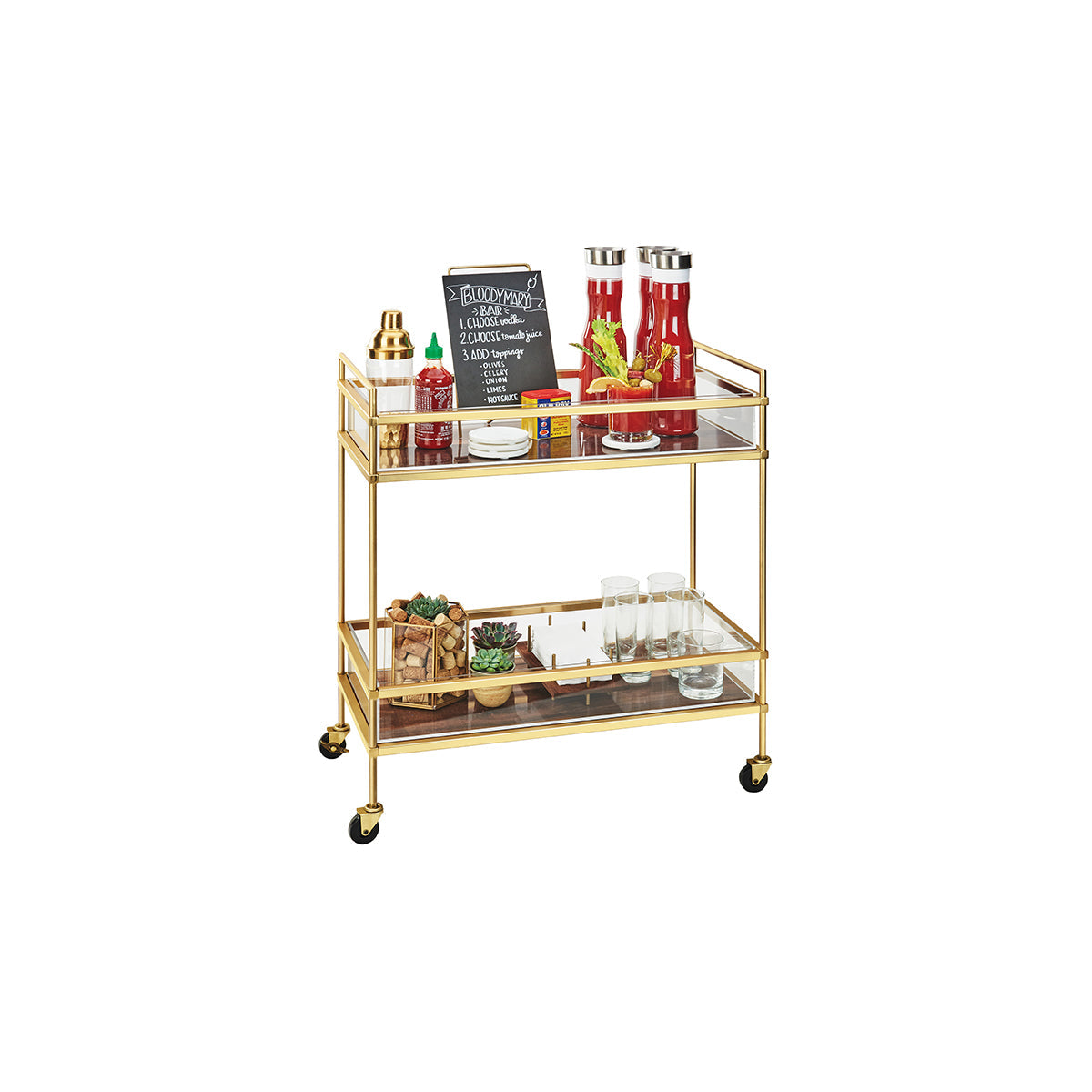 CM3719-46 Cal-Mil Mid-Century Brass Drinks Trolley 686x406x914mm Tomkin Australia Hospitality Supplies