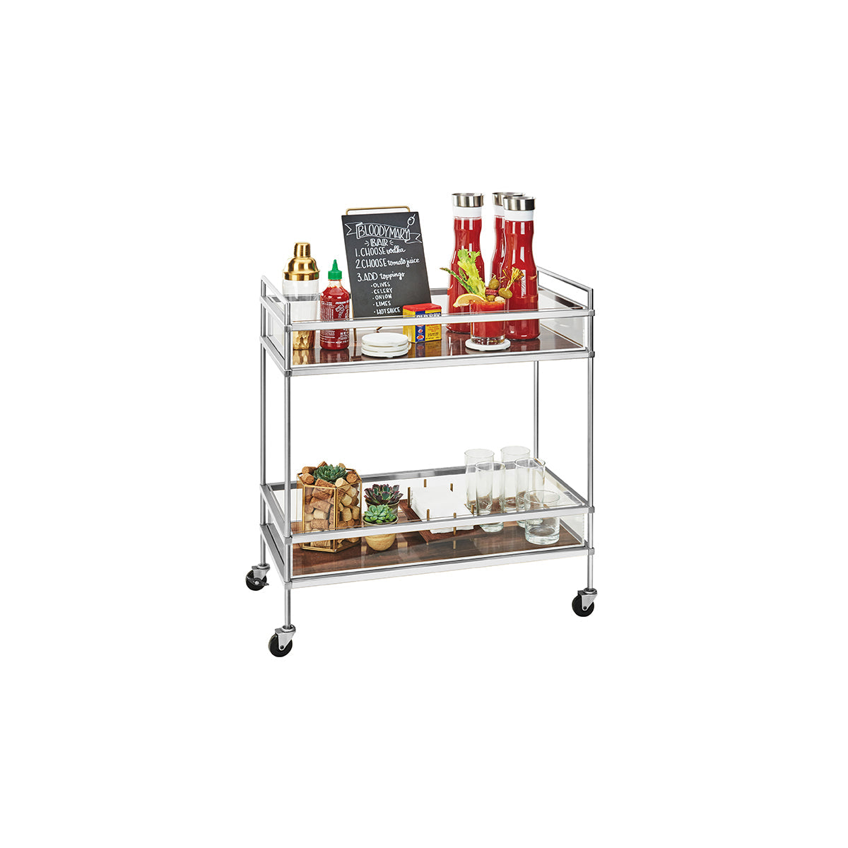 CM3719-49 Cal-Mil Mid-Century Chrome Drinks Trolley 686x406x914mm Tomkin Australia Hospitality Supplies