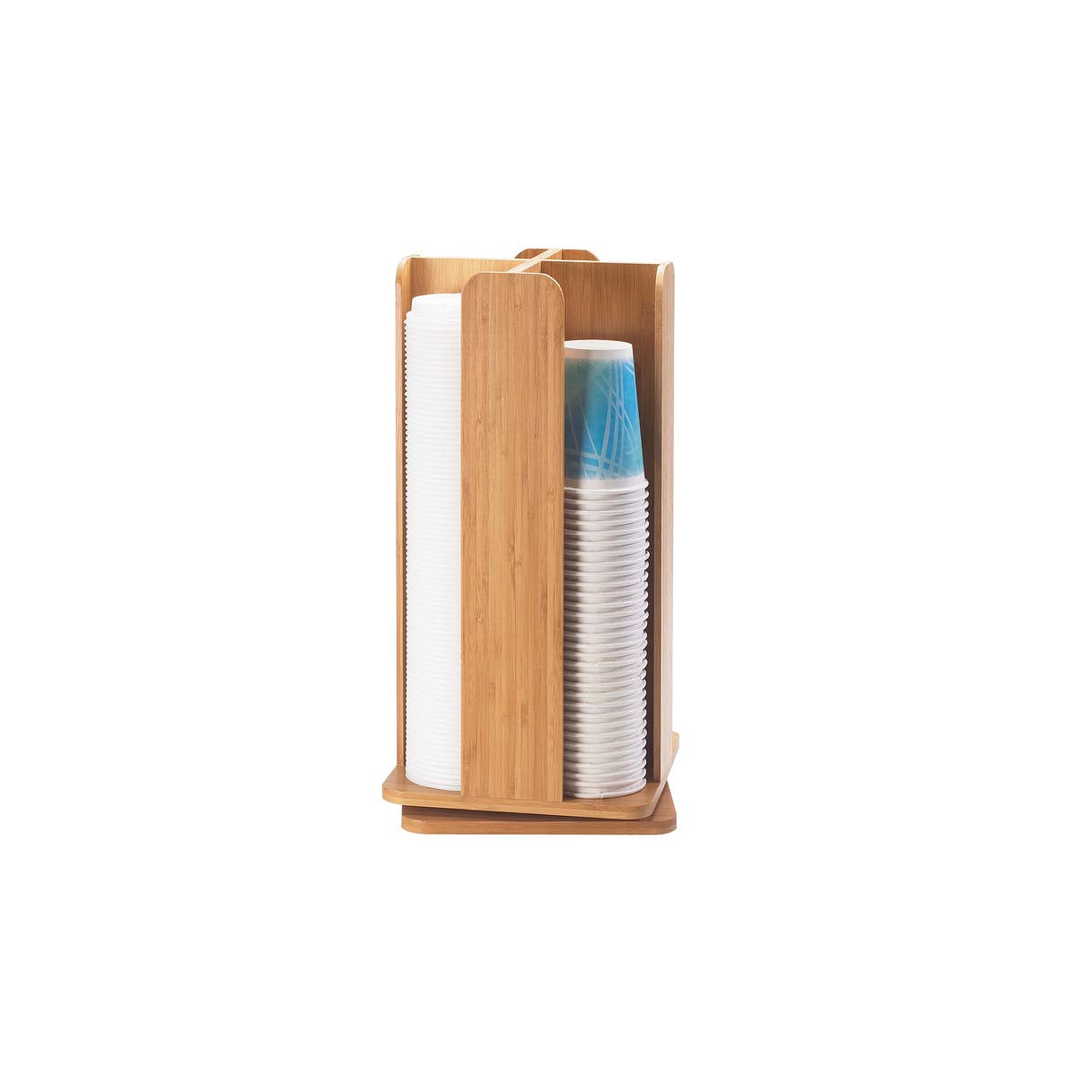 CM378-60 Cal-Mil Bamboo Revolving Cup and Lid Organiser 203x203x464mm Tomkin Australia Hospitality Supplies