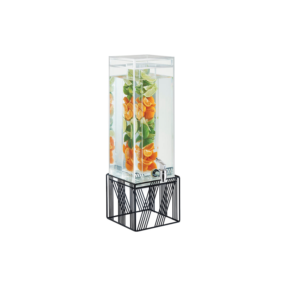 CM4102-3INF-13 Cal-Mil Portland Black Beverage Dispensers With Ice Chamber And Drip Tray 203x203x635mm / 13.63Lt Tomkin Australia Hospitality Supplies