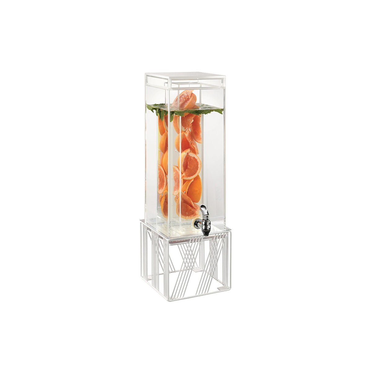 CM4102-3INF-15 Cal-Mil Portland White Beverage Dispensers With Ice Chamber And Drip Tray 203x203x635mm / 13.63Lt Tomkin Australia Hospitality Supplies