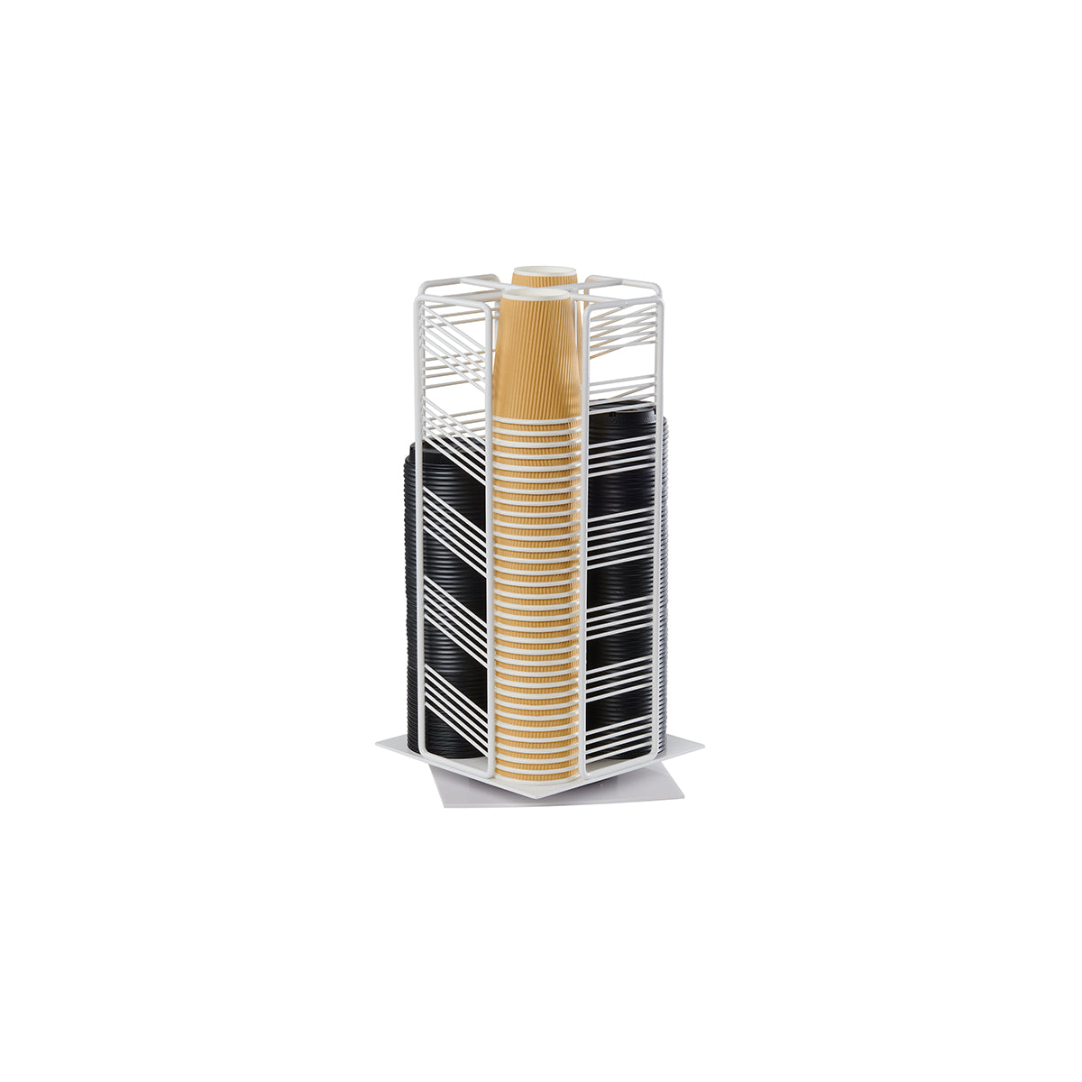 CM4104-15 Cal-Mil Portland White Revolving Cup &amp; Lid Organizer 222x222x451mm Tomkin Australia Hospitality Supplies