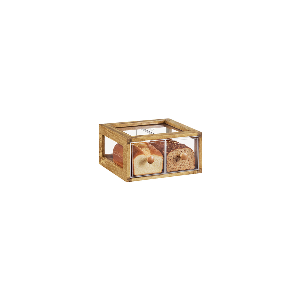 CM4200-2-99 Cal-Mil Madera Double Draw Bread Display 349x330x184mm Tomkin Australia Hospitality Supplies