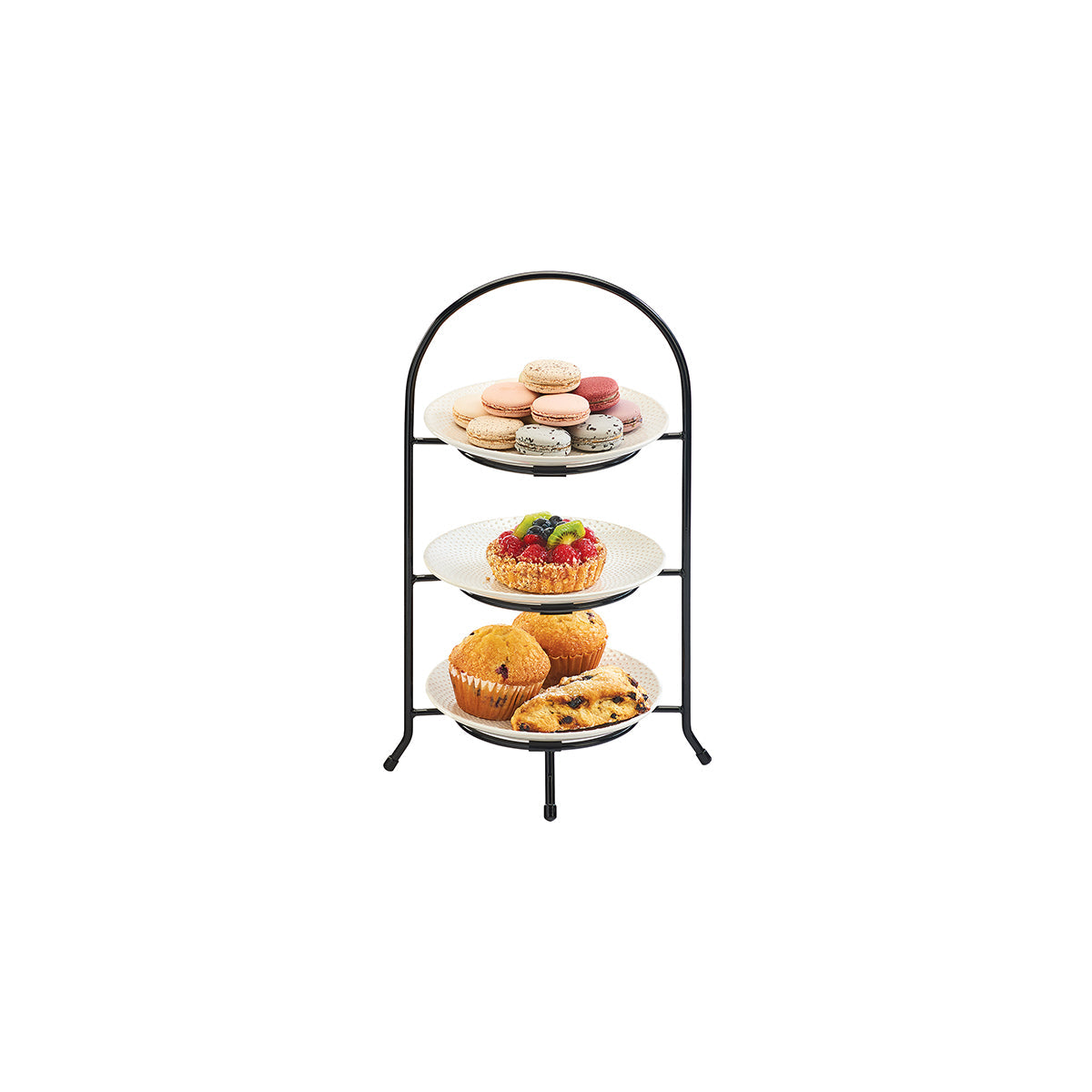 CM977-8-13 Cal-Mil Iron Collection Black Arch 3 Tier Display Stand 222x222x457mm Tomkin Australia Hospitality Supplies