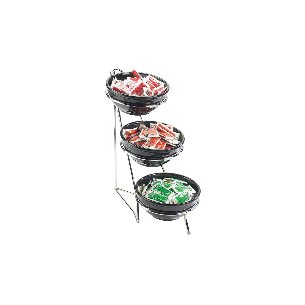 CMC1223-8 Cal-Mil Iron Collection Chrome 3 Tier Round Bowl Stand 203x406x457mm Tomkin Australia Hospitality Supplies