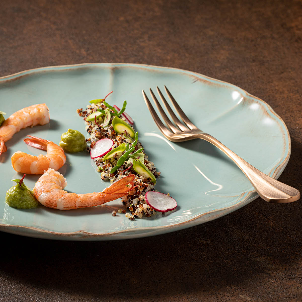 300052 Costa Nova Alentejo Turquoise Round Plate 245mm Tomkin Australia Hospitality Supplies