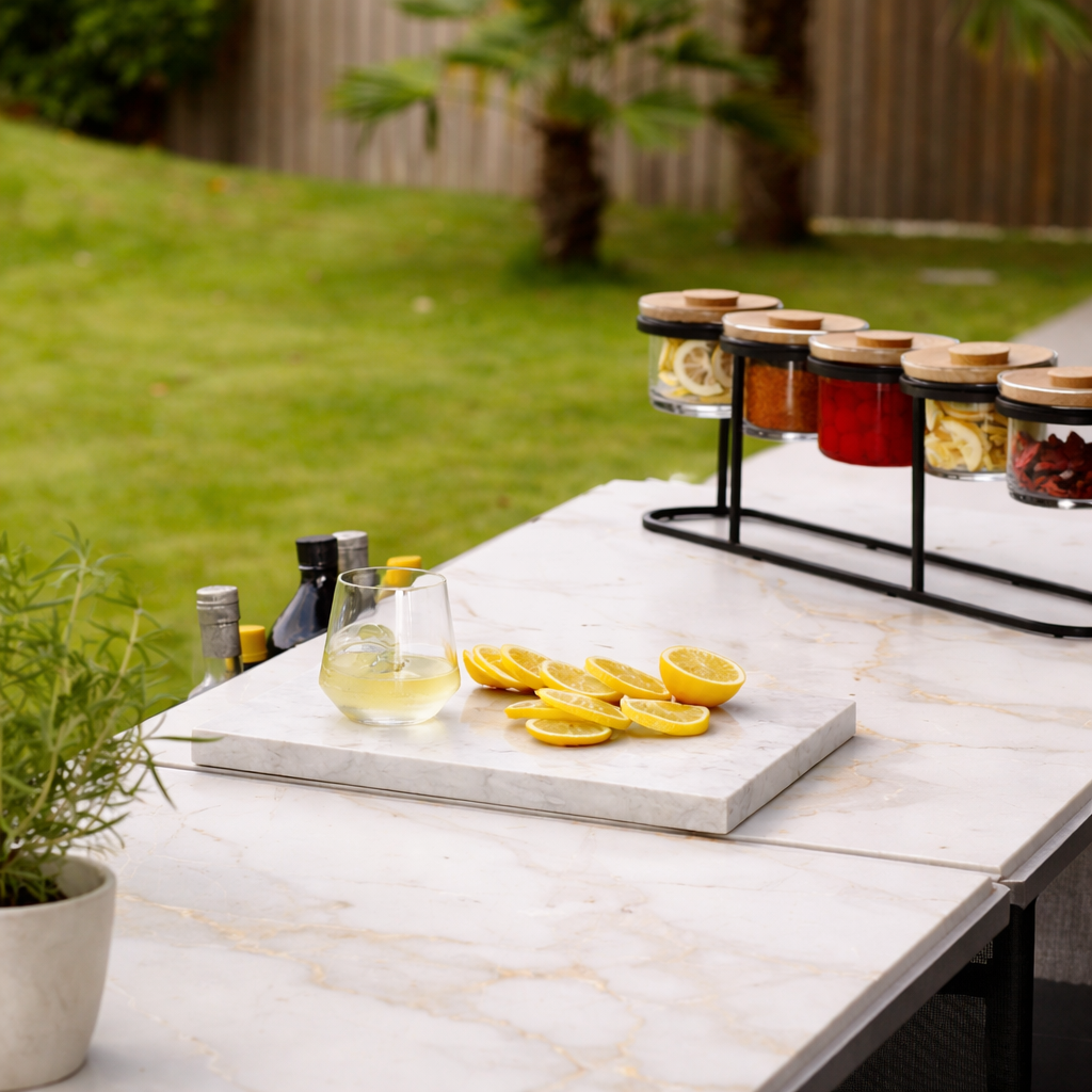 CRASTERBUFT0022 Craster Craster Flow White Marble Plinth 1/2 Size 325x265x20mm Tomkin Australia Hospitality Supplies