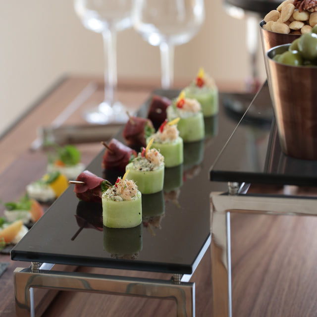 CRASTERBUFT0044 Craster Craster Flow Black Glass Plinth 2/4 Size 530x162x20mm Tomkin Australia Hospitality Supplies