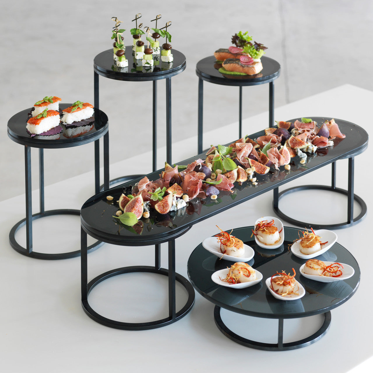 CRASTERBUGP0042 Craster Craster Tilt Black Glass Plinth Round 218x20mm Tomkin Australia Hospitality Supplies