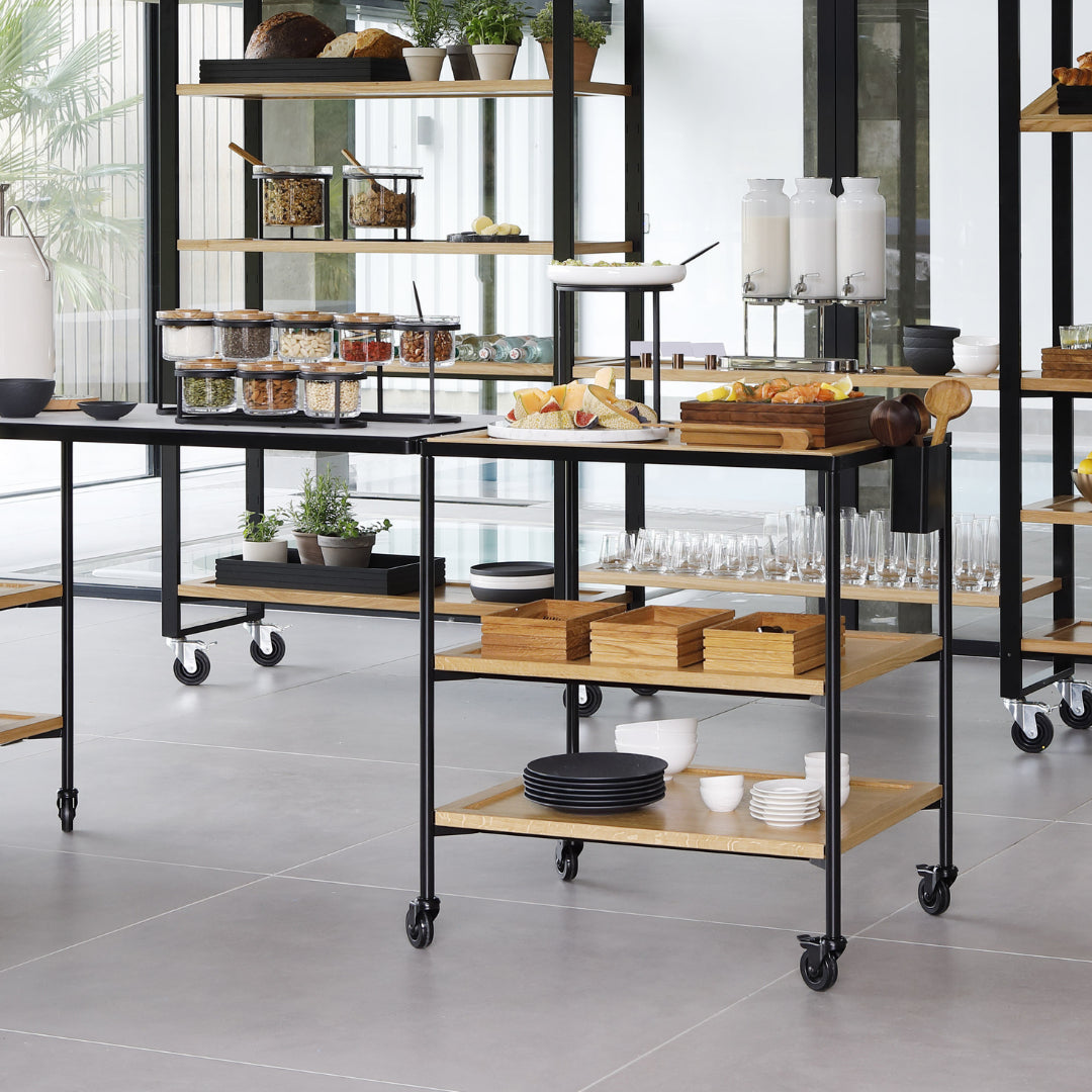 CRASTERTOMOD21OAKN Craster Fare 2.1 Oak Trolley 791x669x897mm Tomkin Australia Hospitality Supplies