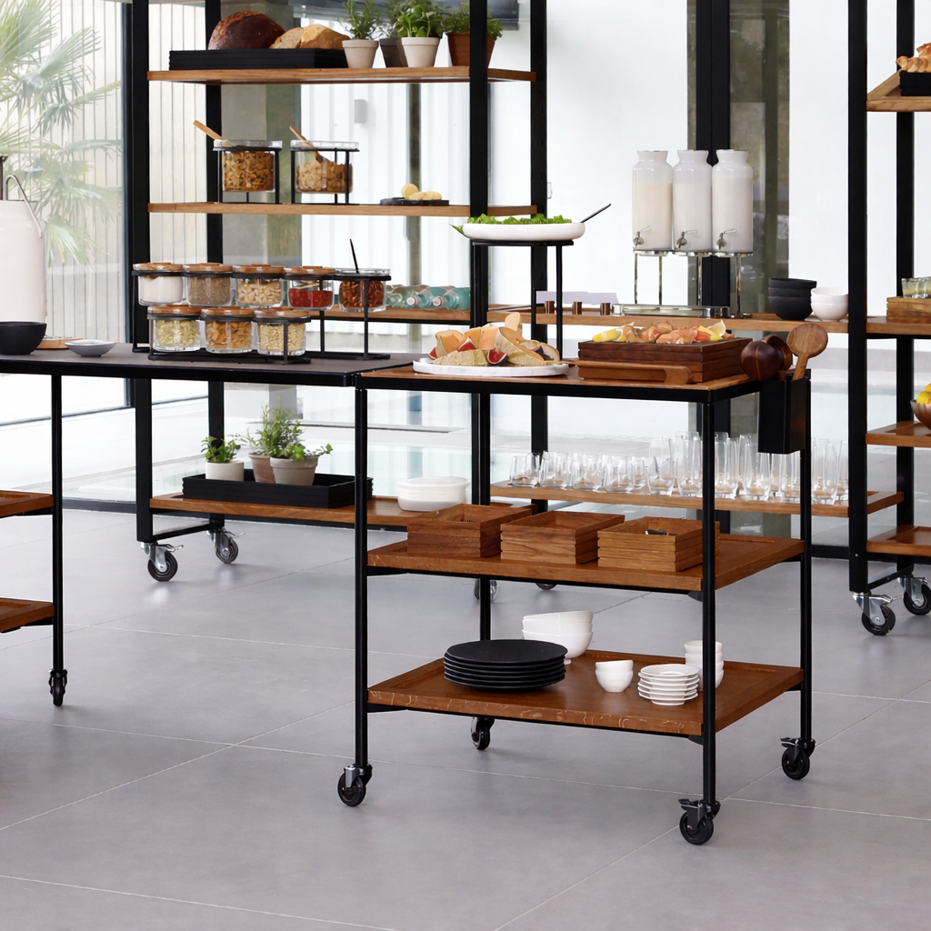 CRASTERTOMOD21WALN Craster Fare 2.1 Walnut Trolley 791x669x897mm Tomkin Australia Hospitality Supplies 