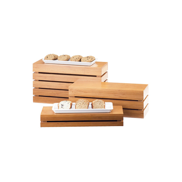 Cal-Mil Bamboo Rectangular Crate Riser 508x178x279mm | Tomkin Australia