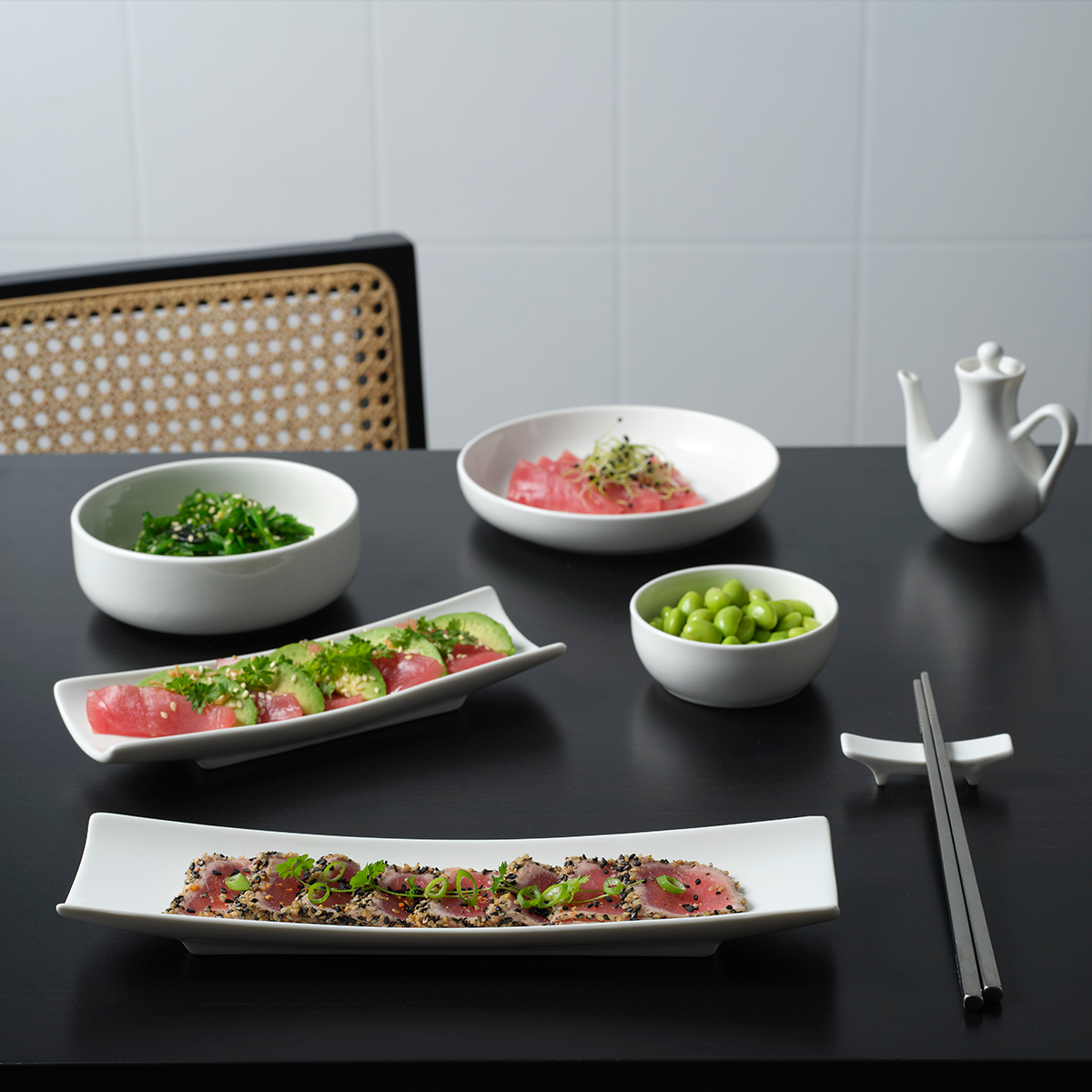 92044 Tablekraft Core White Rectangular Curved Server 200x70mm Tomkin Australia Hospitality Supplies