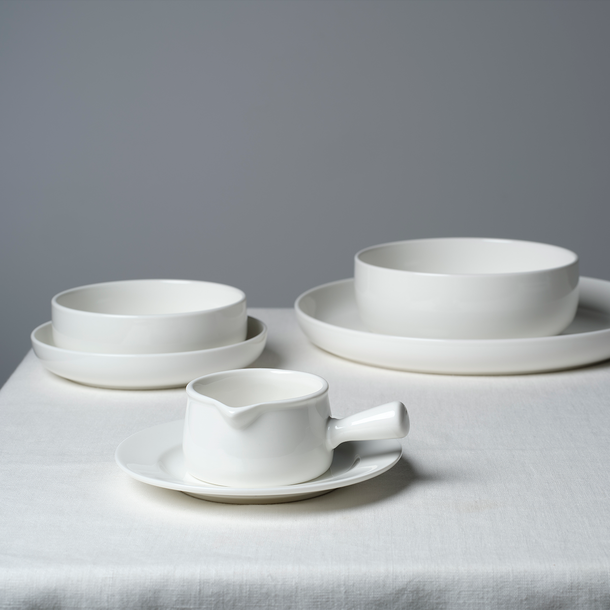 92043 Tablekraft Core White Sauce Dish with Handle 118x85mm Tomkin Australia Hospitality Supplies