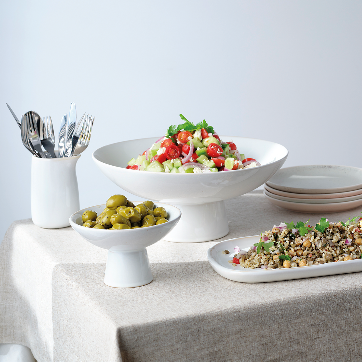 908467 Tablekraft Urban Serve Pedestal Flared Bowl 320x137mm White Tomkin Australia Hospitality Supplies