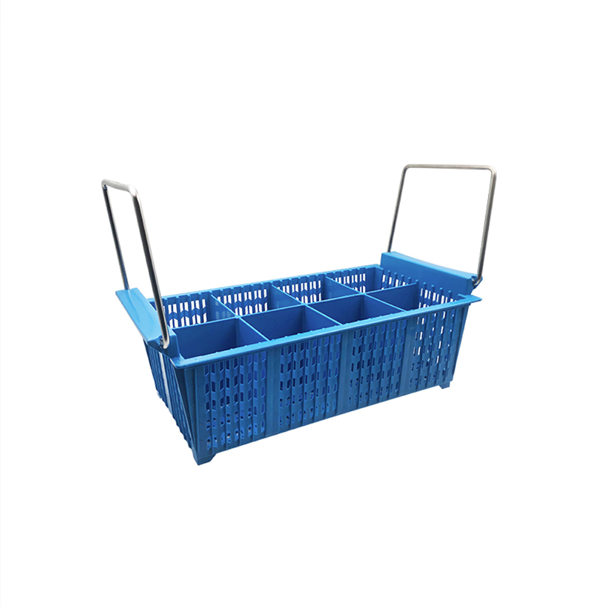 Cutlery Basket 8-Compartment with Handles Blue Polypropylene 427x208x151mm