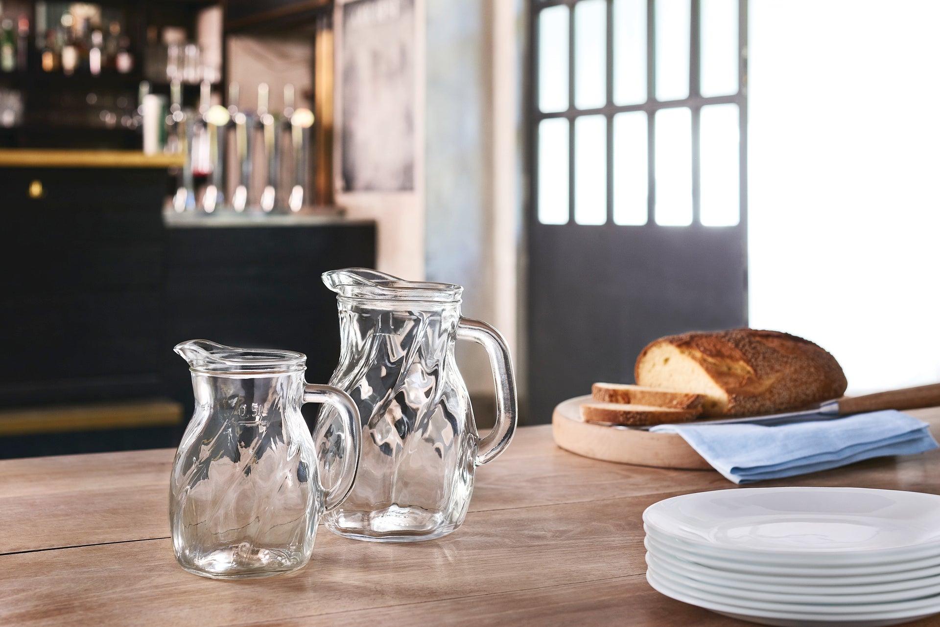 330-026 Bormioli Rocco Bistrot Twist Jug 1170ml Fill Line at 1000ml Tomkin Australia Hospitality Supplies