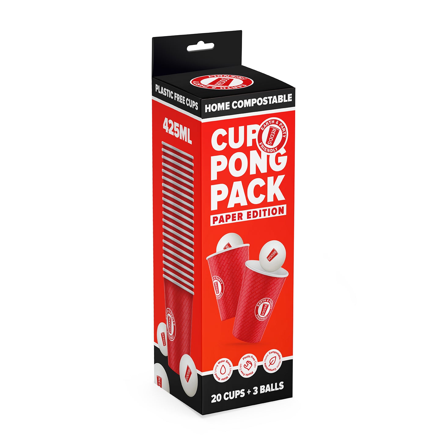 Redds Paper Cup Pong Pack With w. Ping Pong Balls 425ml