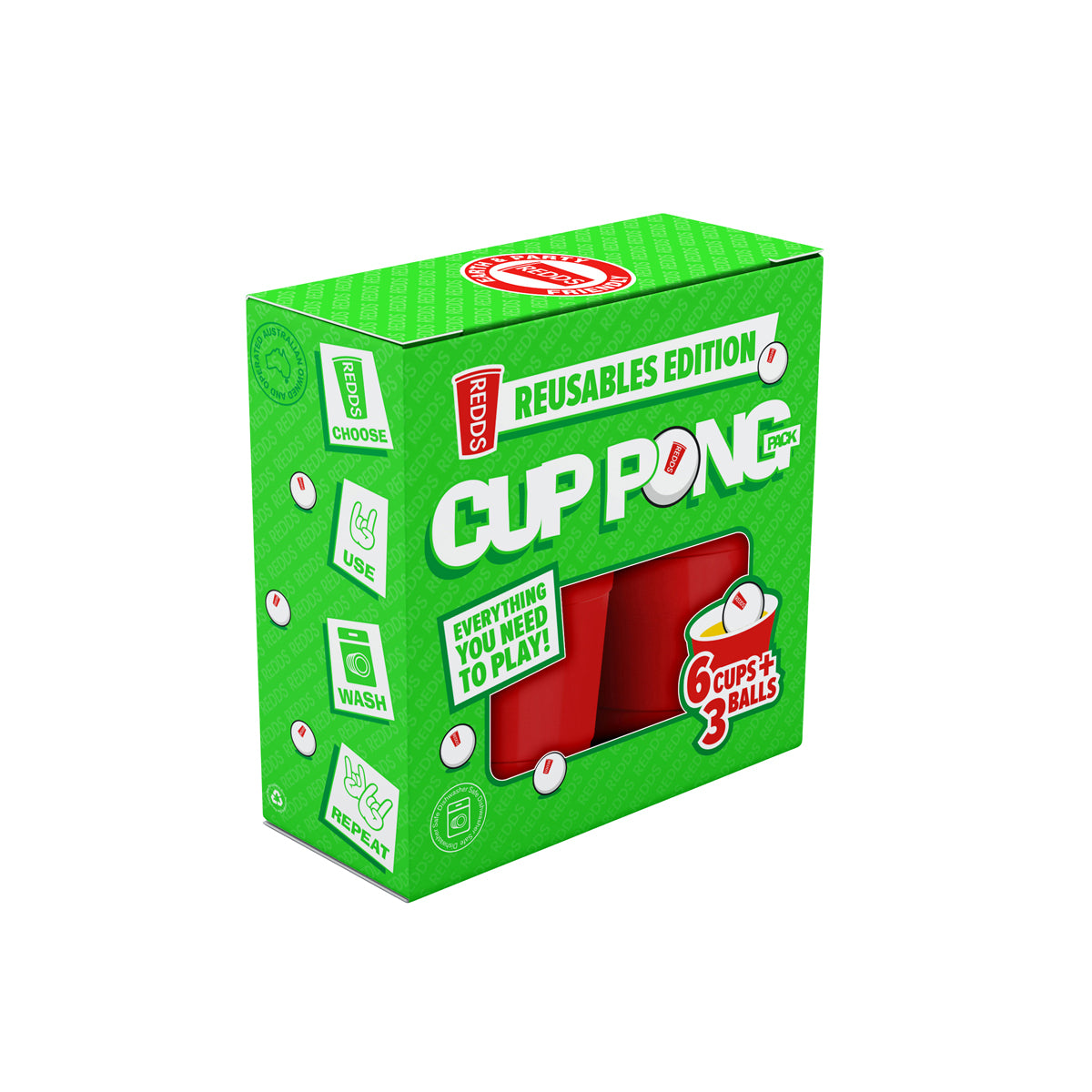 Reusable Cup Pong Pack With 3 Ping Pong Balls 425ml