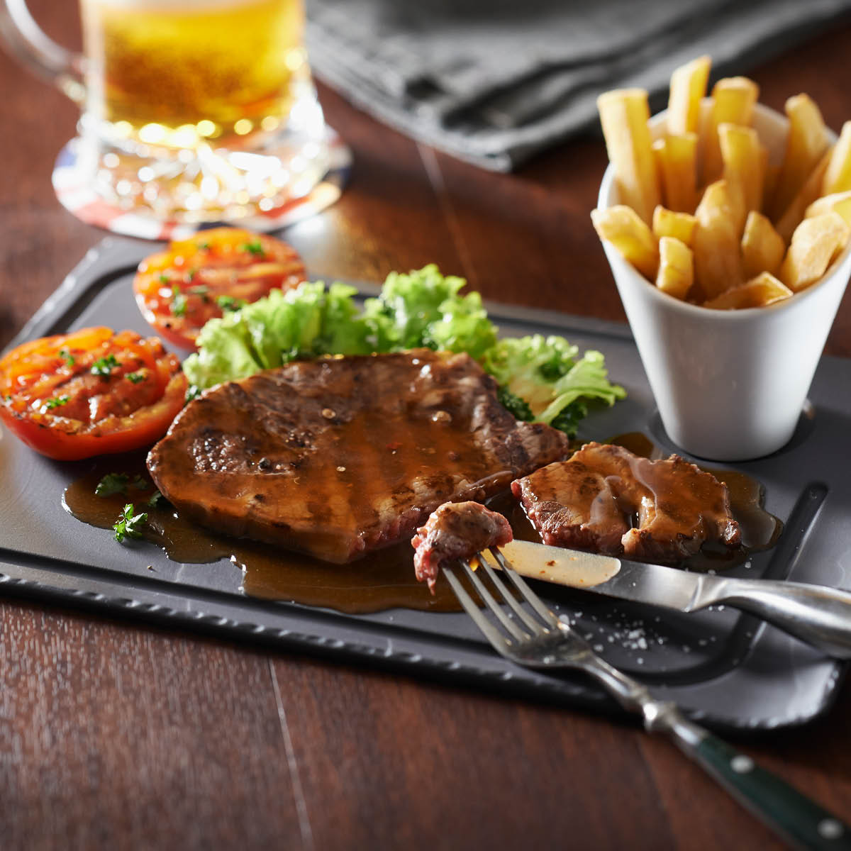 93757 Revol Basalt Steak Plate 390x240mm Tomkin Australia Hospitality Supplies