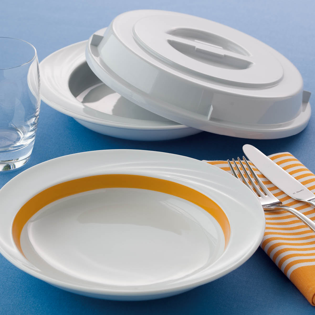 Donna Senior Decor Stackable Round Soup Bowl with Yellow Band 125x59mm / 470ml