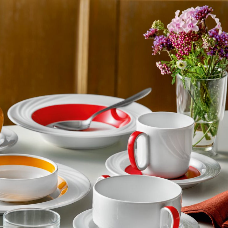 SH9181823/62931 Donna Senior Decor Round Deep Plate with Red Wide Band 230mm Tomkin Australia Hospitality Supplies