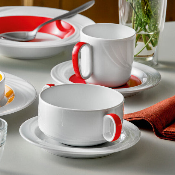 Donna Senior Decor Stackable Soup Cup with 2 Handles with Red Band 108x66mm / 480ml