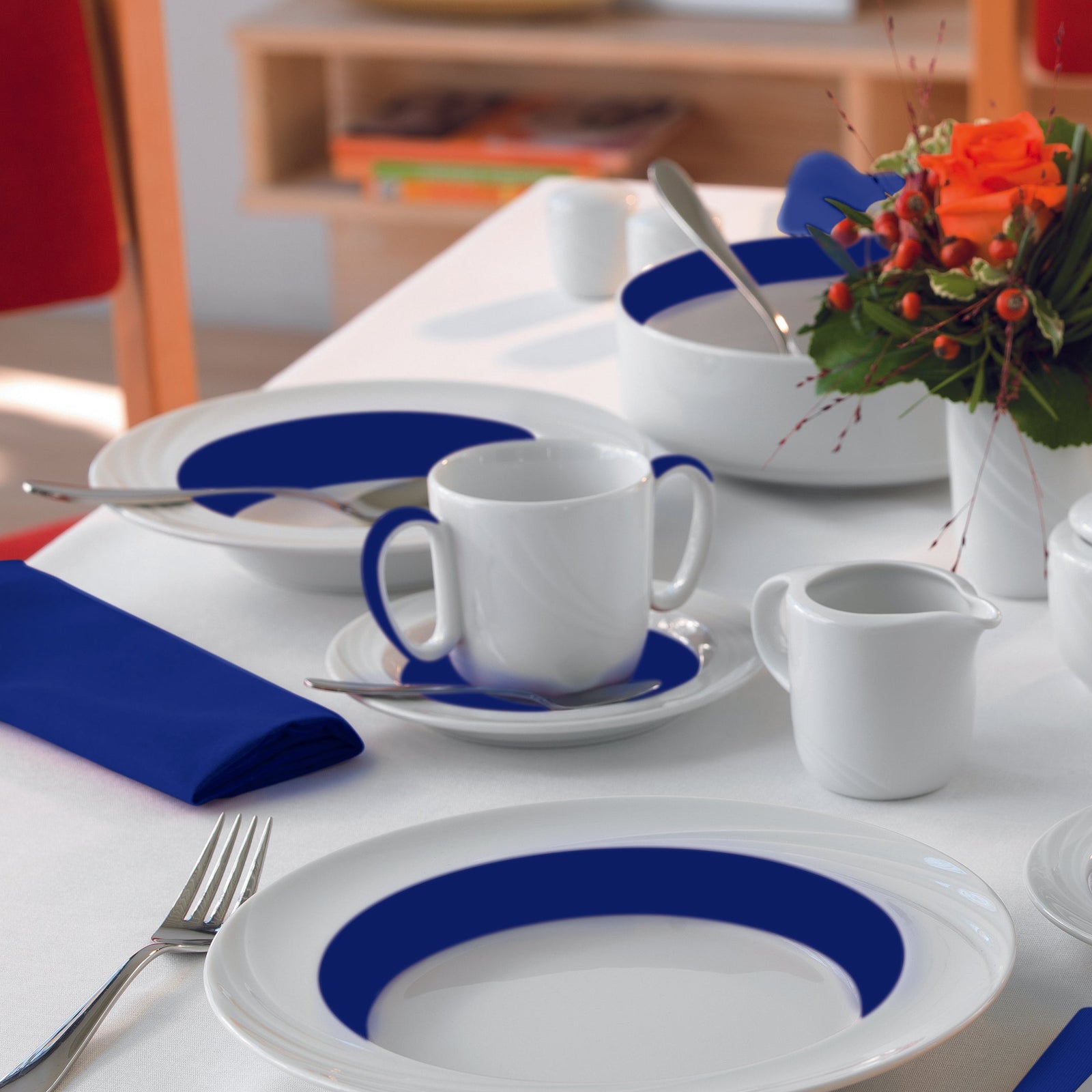 SH9185631/62971 Donna Senior Decor Mug with 2 Handles with Dark Blue Band 300ml Tomkin Australia Hospitality Supplies