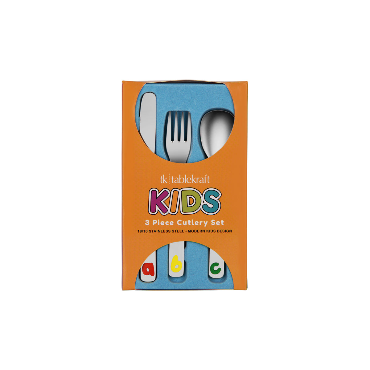 T690-4 Tablekraft Kids Cutlery Set 18/10 3ppc ABC Design Packaging Tomkin Australia Hospitality Supplies 