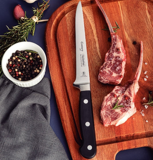 Century Boning Knife Curved Narrow Blade with Forged Handle Black 152mm