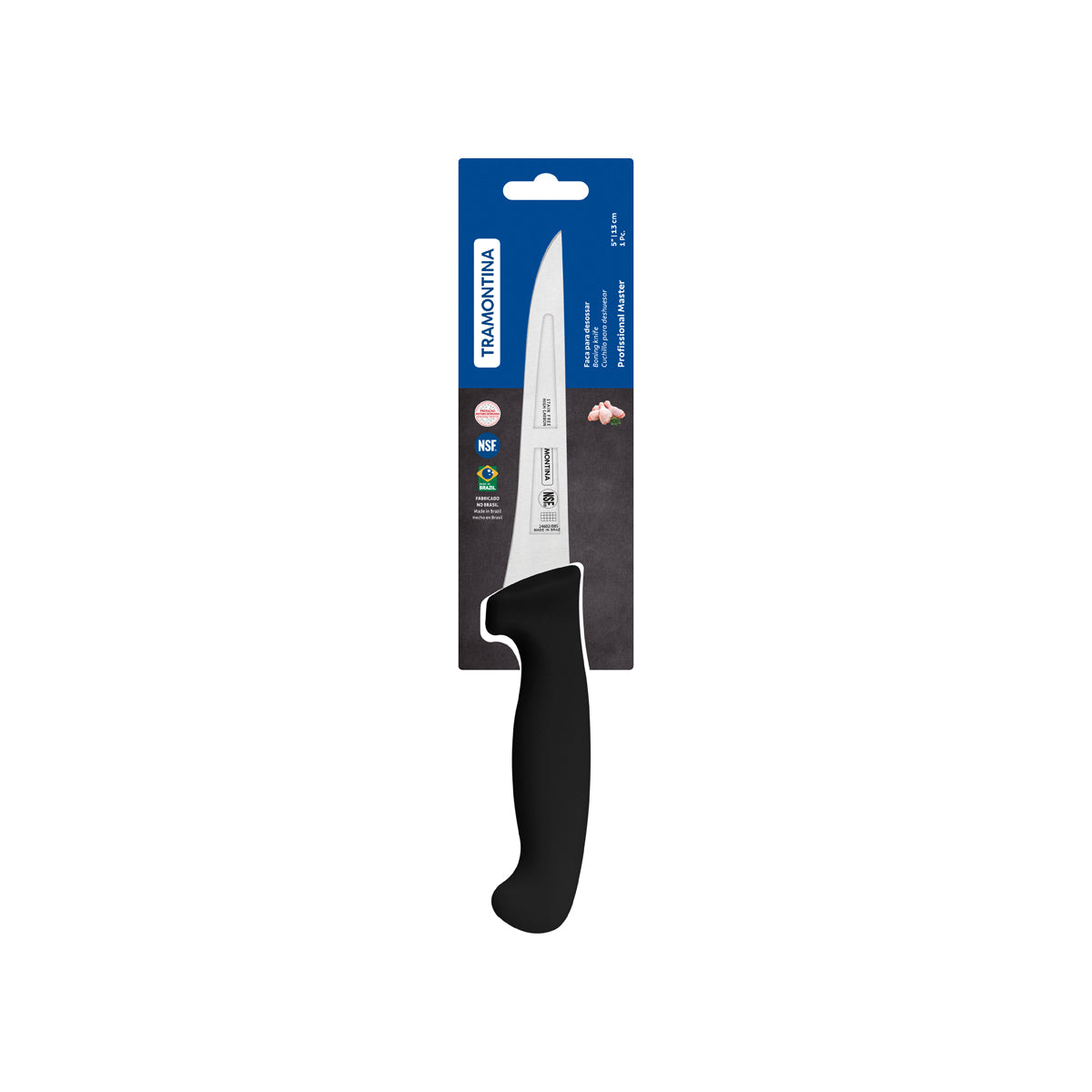 TM24602-105 Tramontina Professional Master Black Handle Boning Knife Stiff with Straight Edge 120mm Tomkin Australia Hospitality Supplies