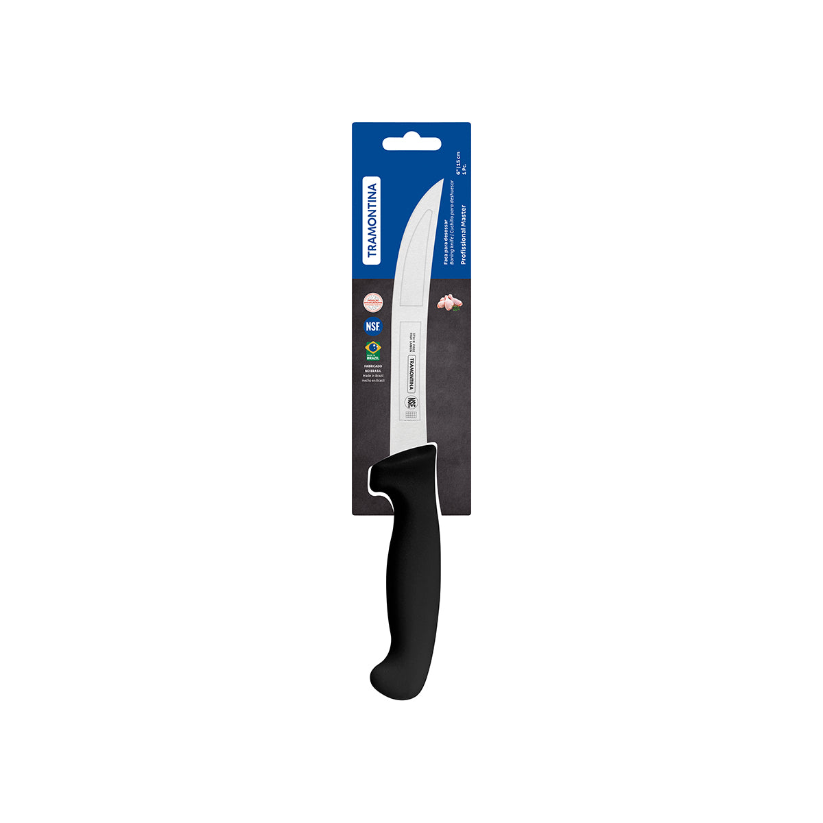 TM24604-106 Tramontina Professional Master Black Handle Boning Knife Curved Stiff 150mm Tomkin Australia Hospitality Supplies