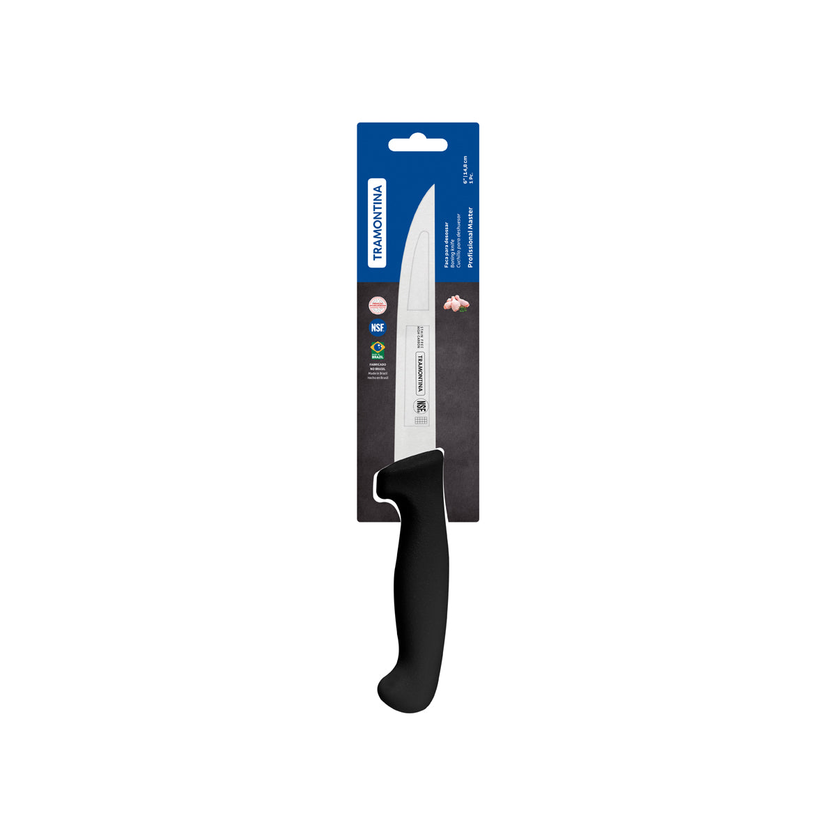 TM24605-106 Tramontina Professional Master Black Handle Boning Knife Straight with Wide Stiff Blade 150mm Tomkin Australia Hospitality Supplies