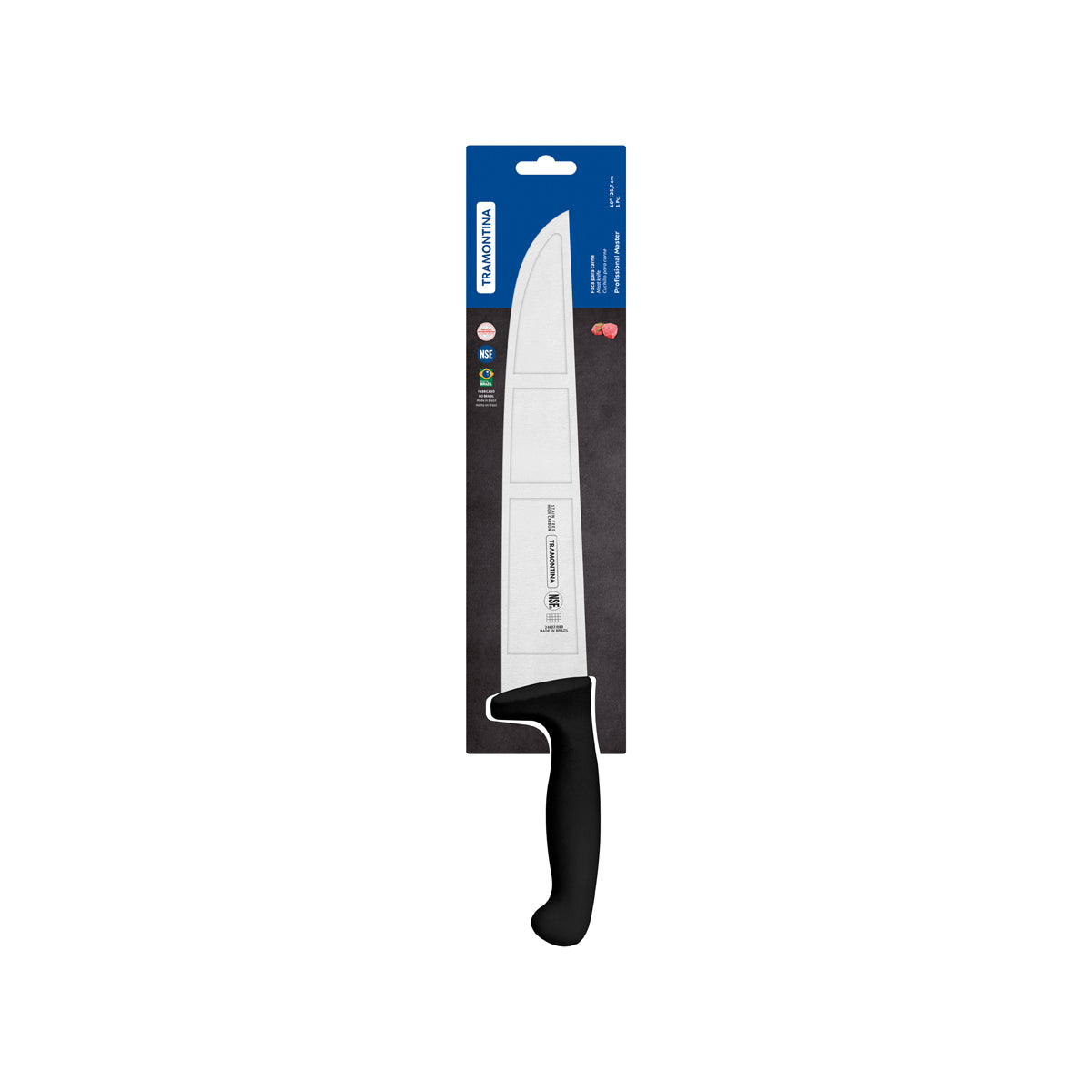 TM24607-100 Tramontina Professional Master Black Handle Butcher Knife Straight Back 250mm Tomkin Australia Hospitality Supplies