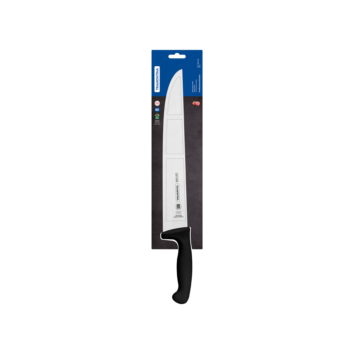 TM24607-102 Tramontina Professional Master Black Handle Butcher Knife Straight Back 300mm Tomkin Australia Hospitality Supplies