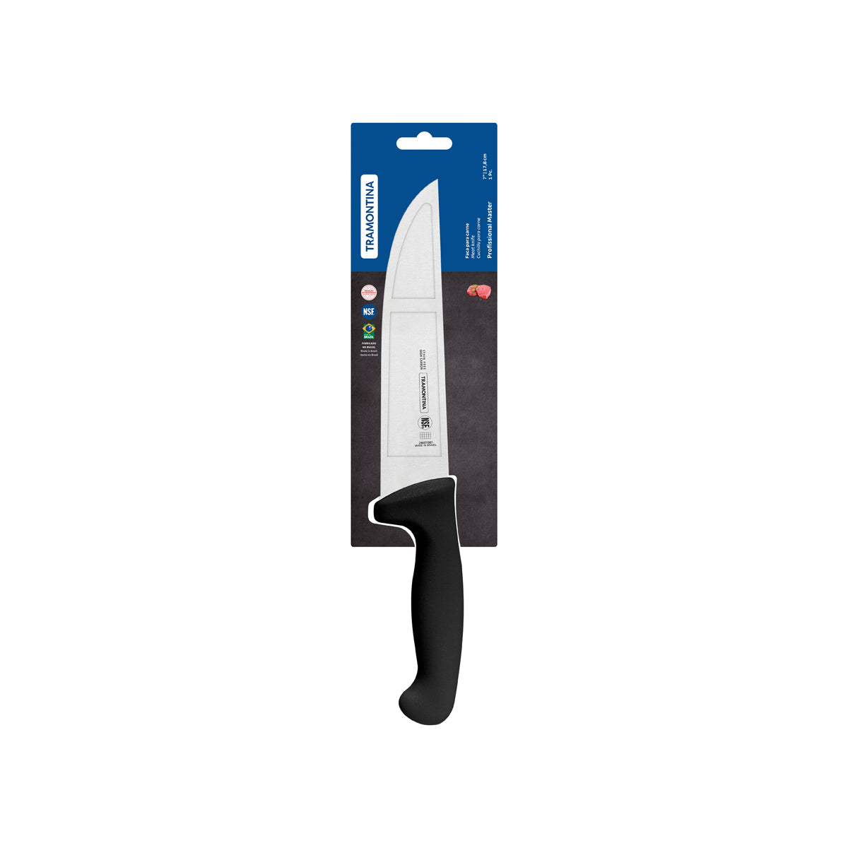 TM24607-107 Tramontina Professional Master Black Handle Butcher Knife Straight Back 180mm Tomkin Australia Hospitality Supplies