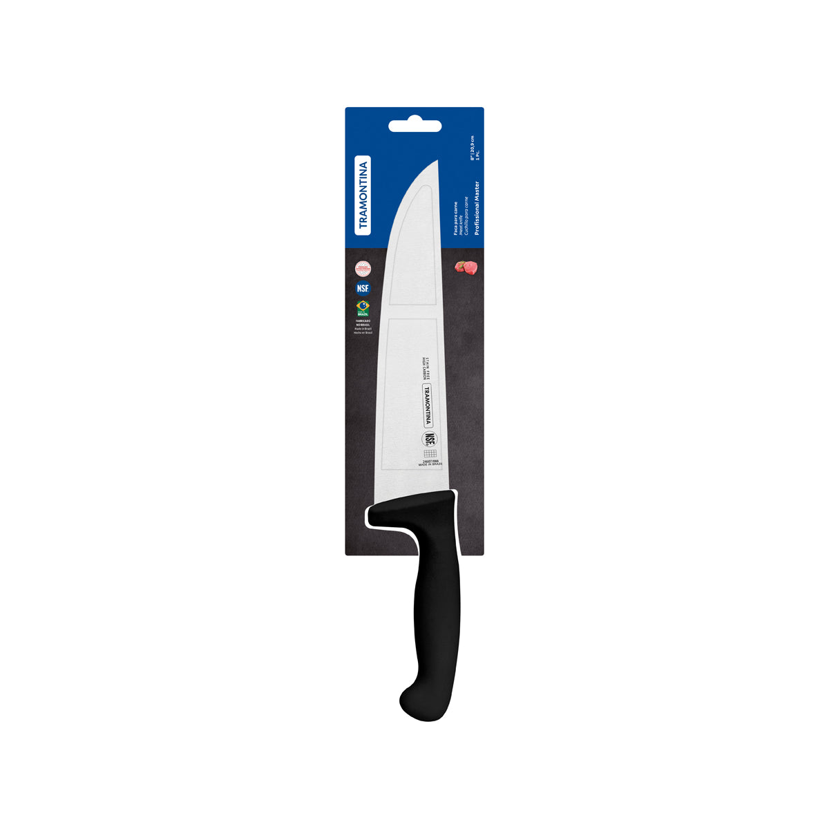TM24607-108 Tramontina Professional Master Black Handle Butcher Knife Straight Back 200mm Tomkin Australia Hospitality Supplies