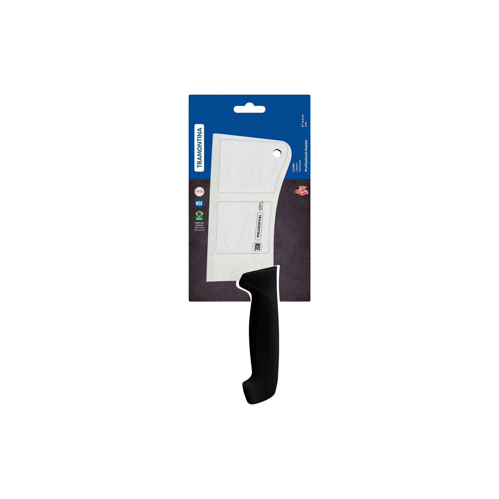 TM24624-106 Tramontina Professional Master Black Handle Heavy Kitchen Cleaver 150mm Tomkin Australia Hospitality Supplies