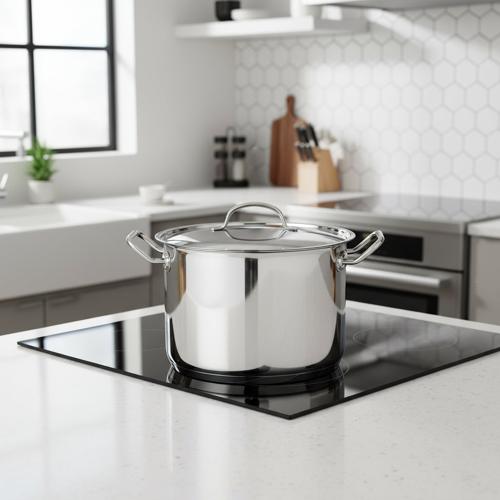 Professional Stock Pot with Lid Stainless Steel 240x227mm / 7.8Lt - DISCONTINUED BY SUPPLIER