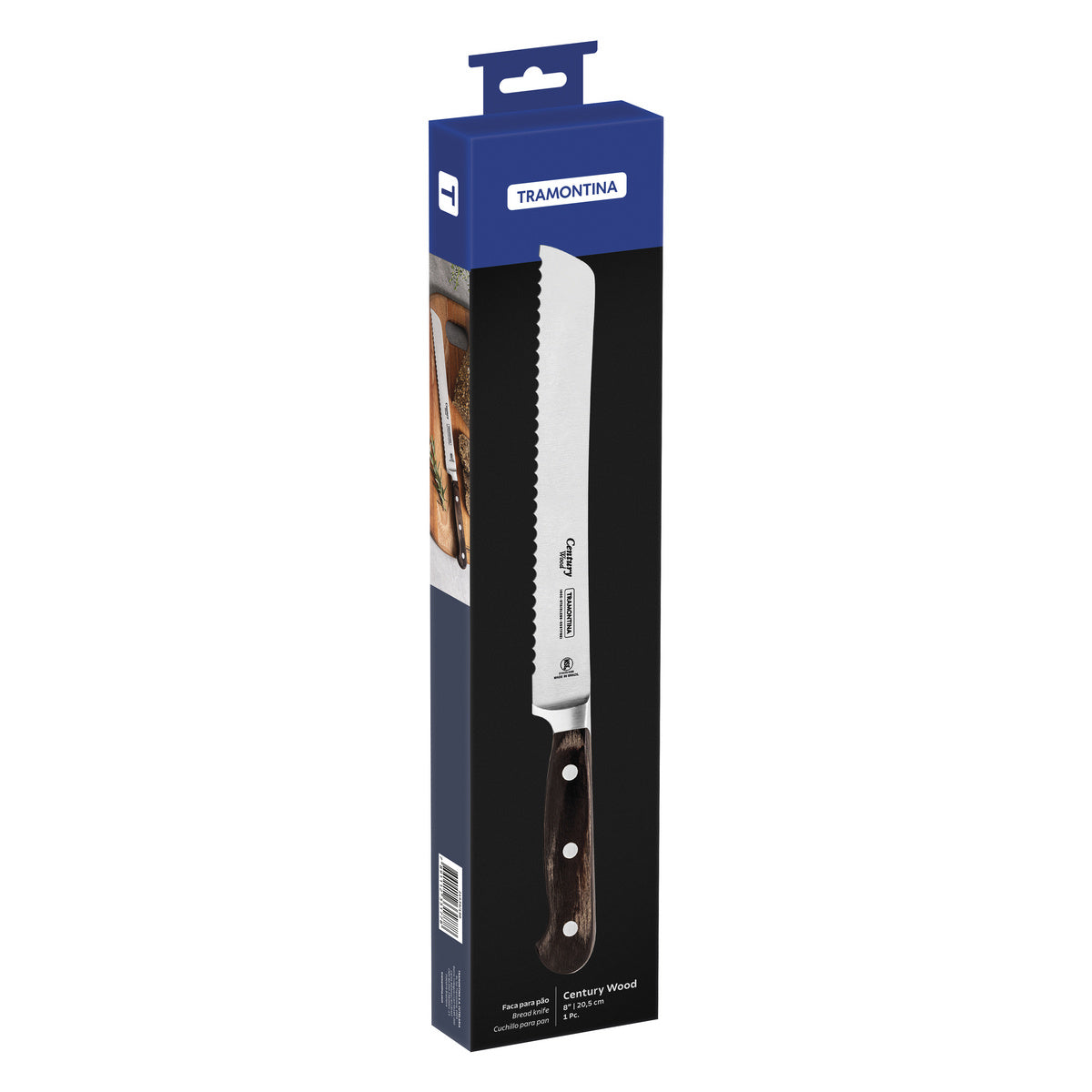 Century Bread Knife Serrated Blade with Forged Handle Black 200mm Hangsell