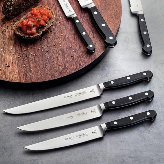 Century Kitchen Knife Curved Blade with Forged Handle Black 100mm Hangsell