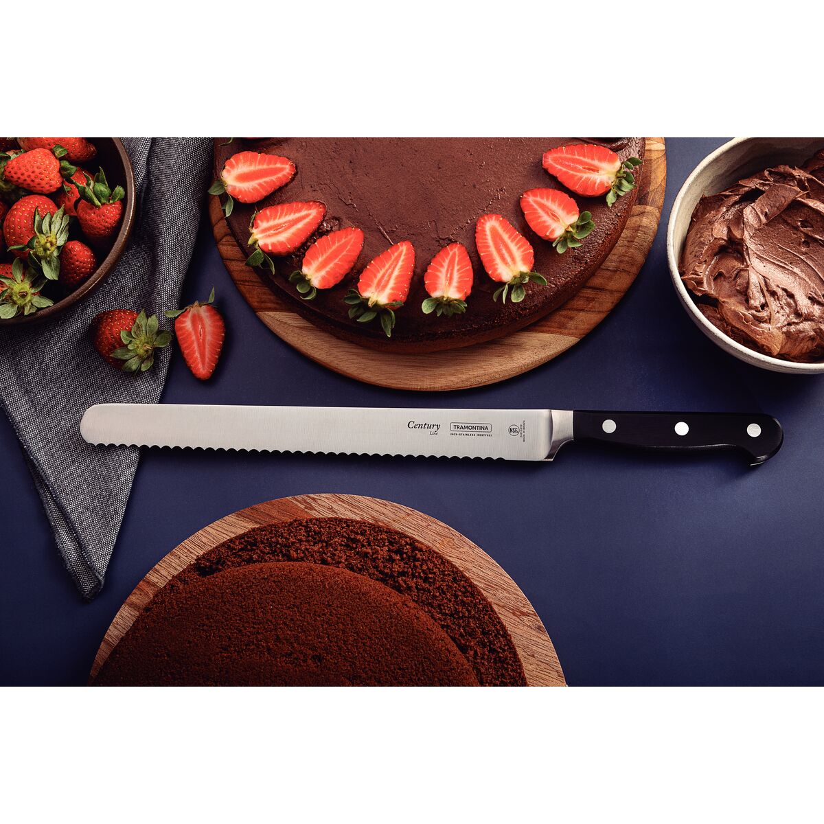 Century Pastry Knife Serrated Blade with Forged Handle Black 254mm