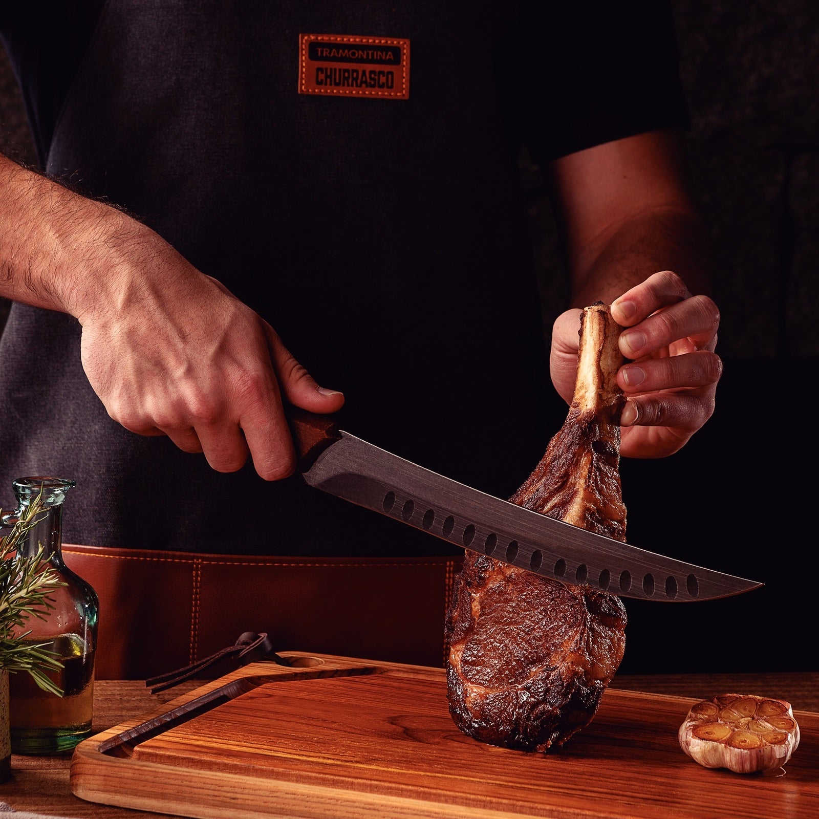 TM22841/110 Tramontina  Churrasco Black Collection Butchers Knife Black 385mm Tomkin Australia Hospitality Supplies