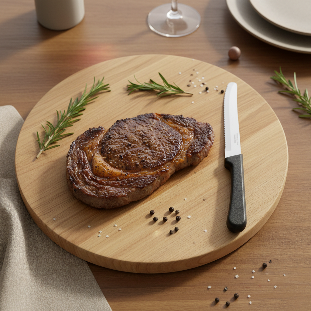 Churrasco Plenus Steak Knife Serrated Narrow Blade Black 127mm