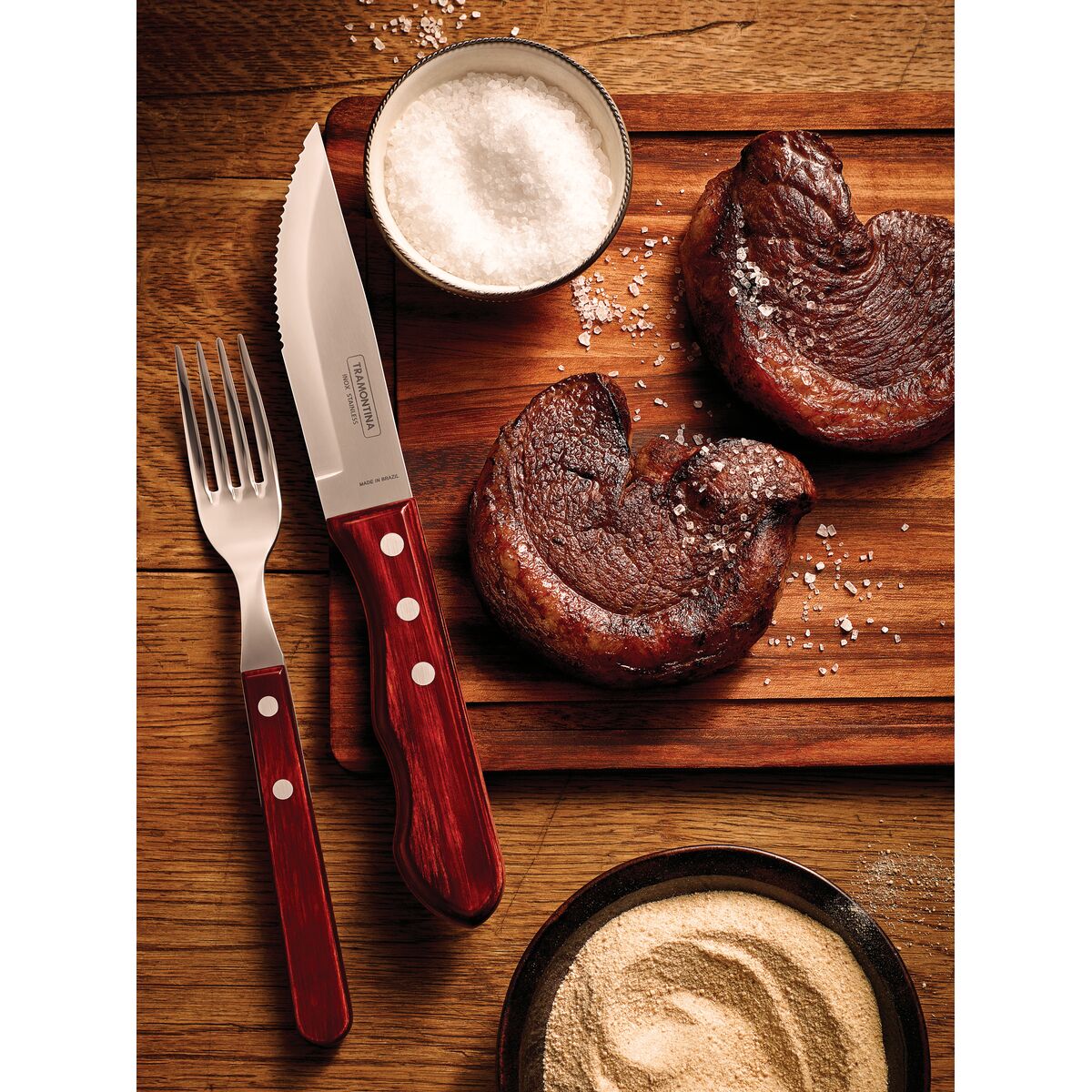 TM21136/070 Tramontina  Polywood Jumbo Fork Red Handle Red 215mm Tomkin Australia Hospitality Supplies