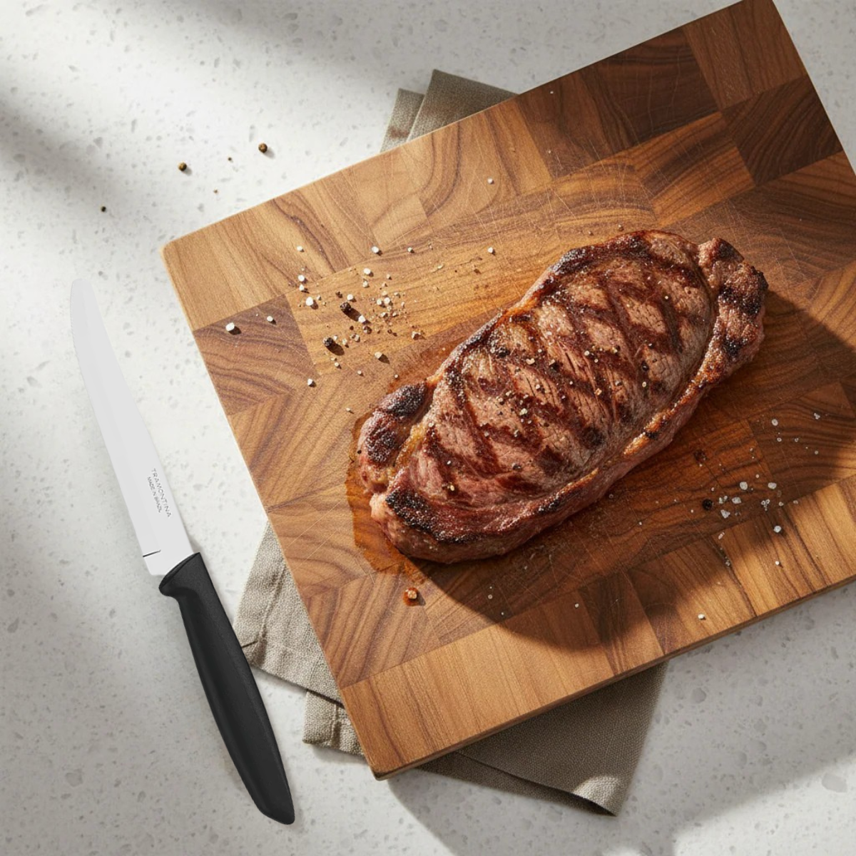 Churrasco Plenus Steak Knife Straight Blade Black 127mm