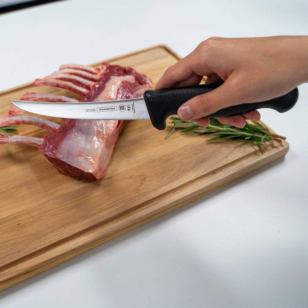 Tramontina Professional Master Black Boning Knife Straight with Wide Stiff Blade 150mm Lifestyle Tomkin Australia Hospitality Supplies