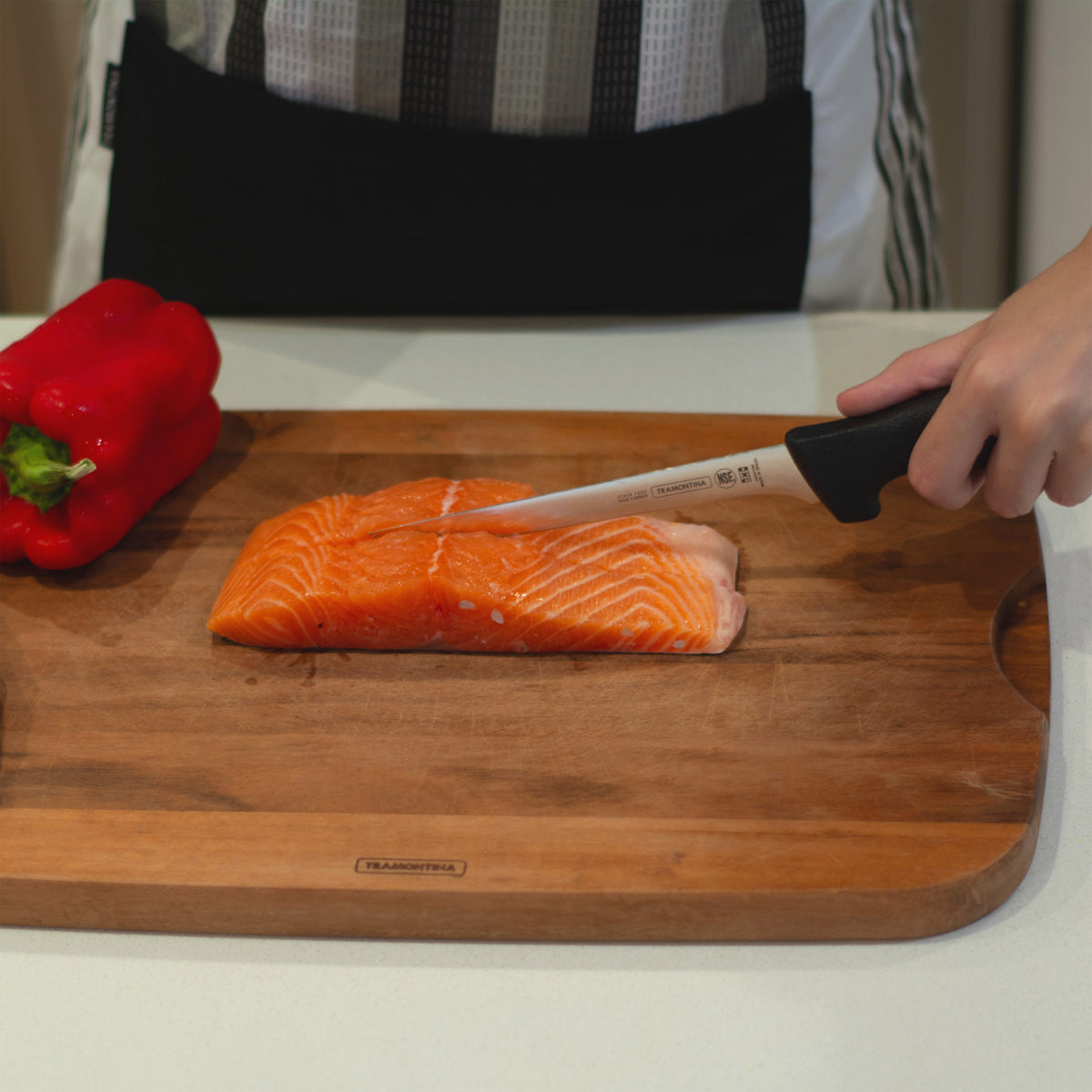 Tramontina Professional Master Black Boning Knife Straight with Narrow Flexi Blade Lifestyle Tomkin Australia Hospitality Supplies