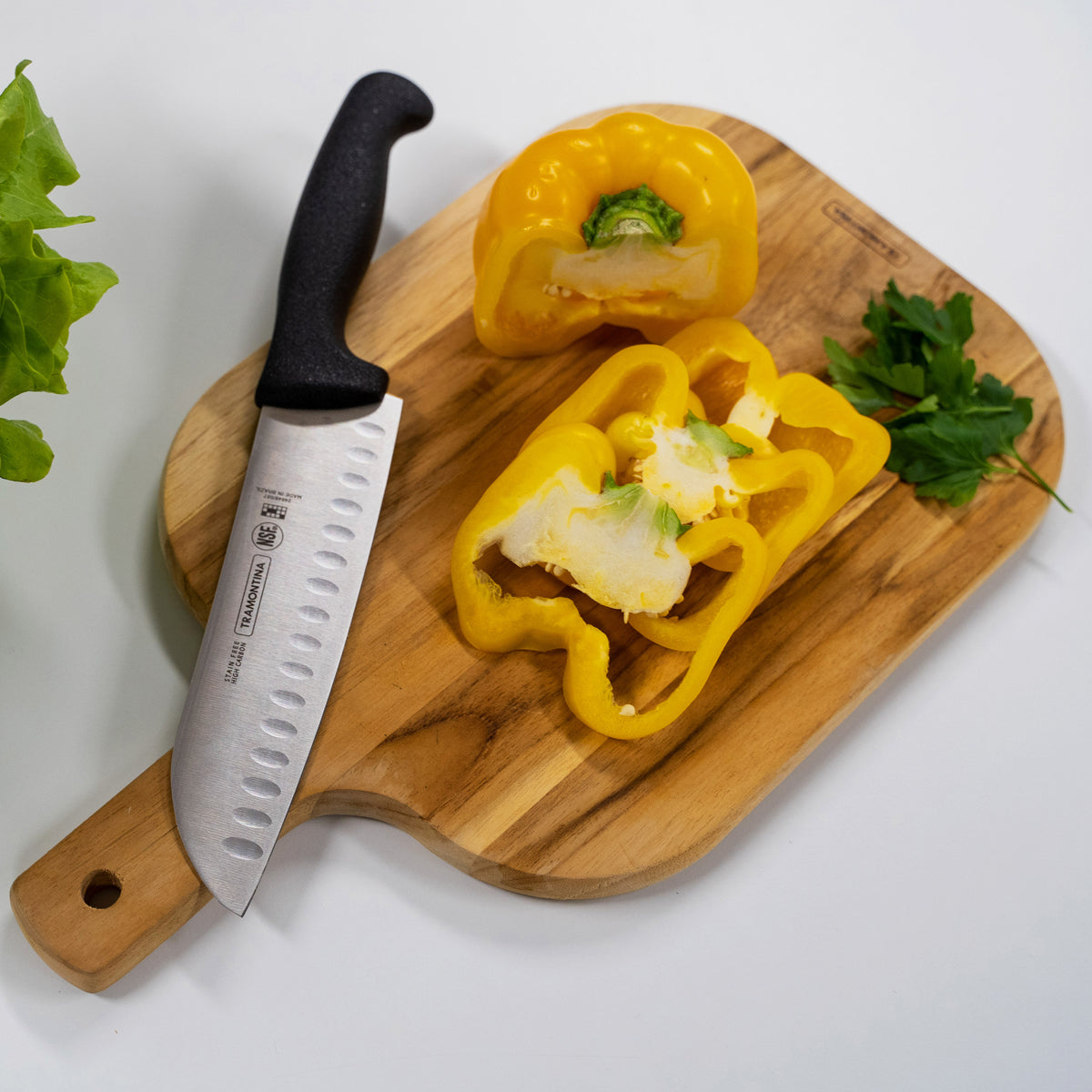 TM38095/107 Tramontina Professional Master Black Handle Scalloped Santoku Knife Black 178mm Tomkin Australia Hospitality Supplies