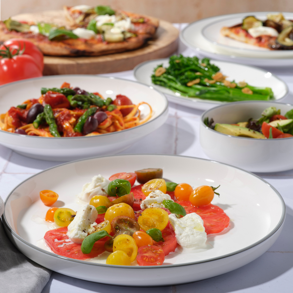 Tablekraft Core Round Coupe Plate Grey Rim 260mm | Tomkin Australia